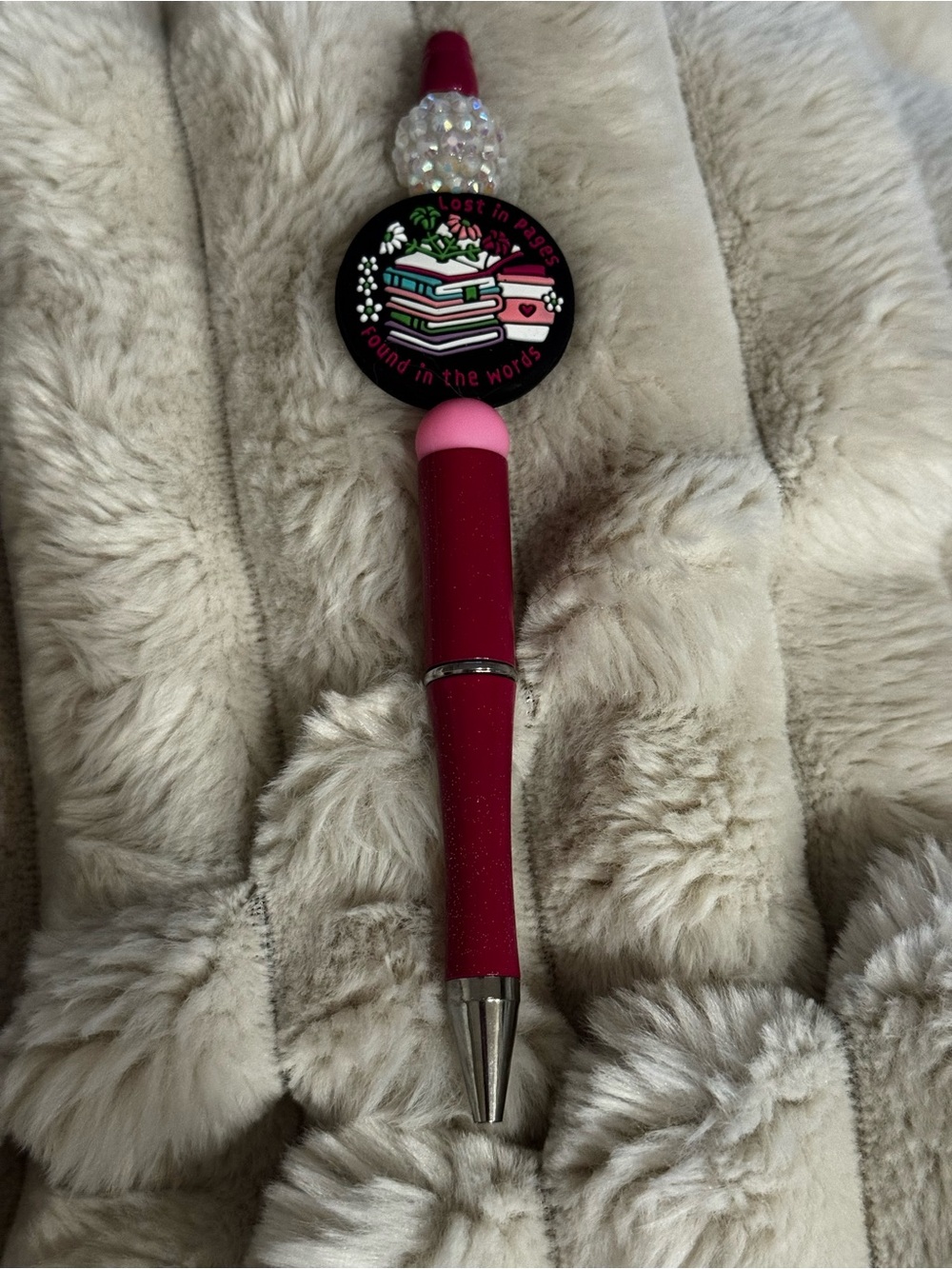 Handmade Beaded Pen with Book Topper